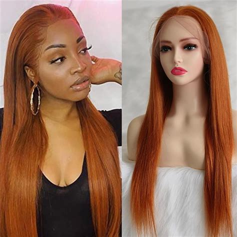 straight ginger wig|ginger frontal wig.